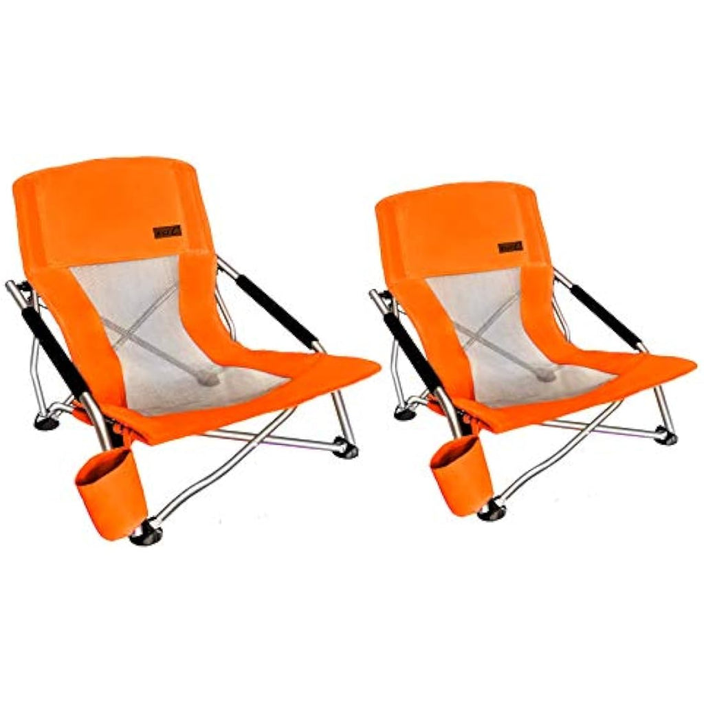 Nice C Low Beach Camping Folding Chair – Heavy Duty Set of 2 Orange