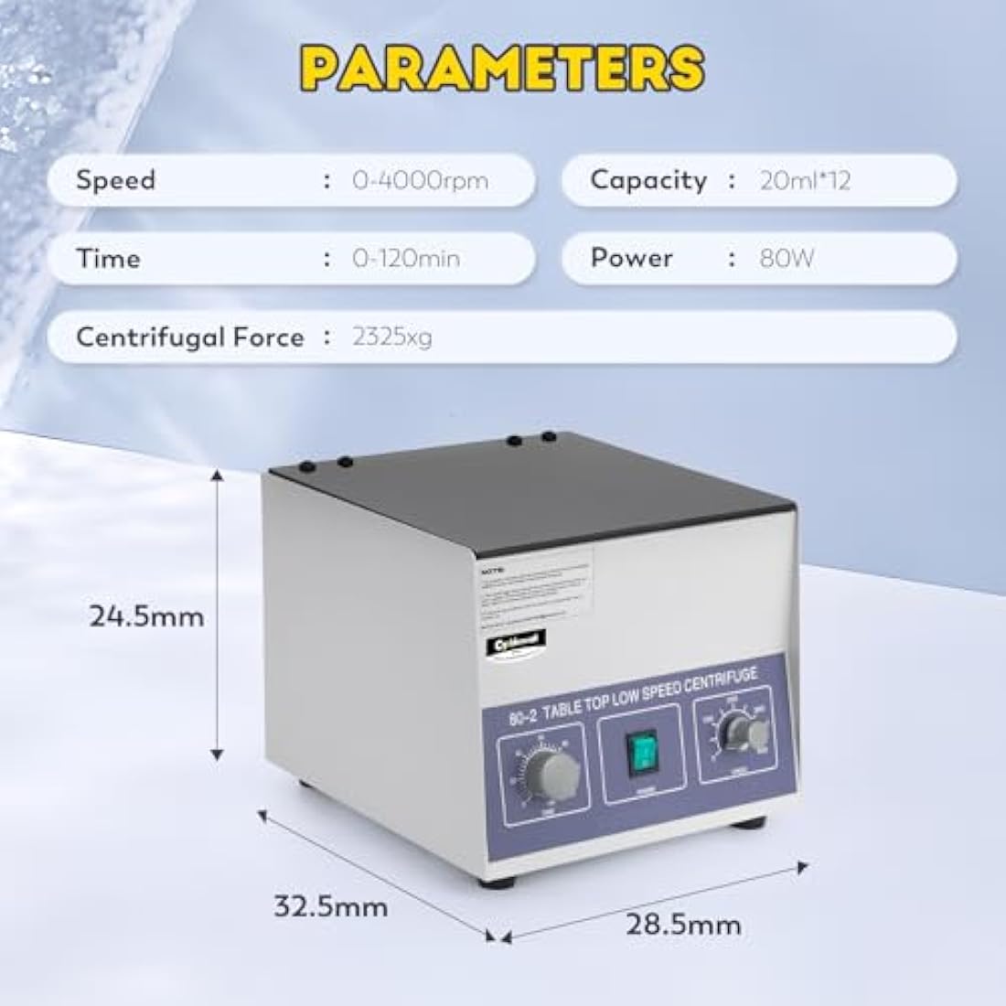 CGOLDENWALL 80-2 Lab Centrifuge | 4000rpm 12x20ml Capacity 120min Timer