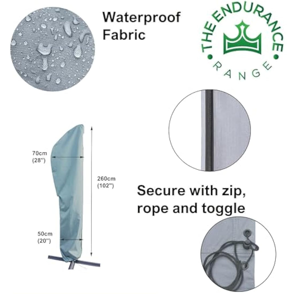 Kingsbridge Cantilever Parasol Cover | 600D Heavy Duty Waterproof Grey