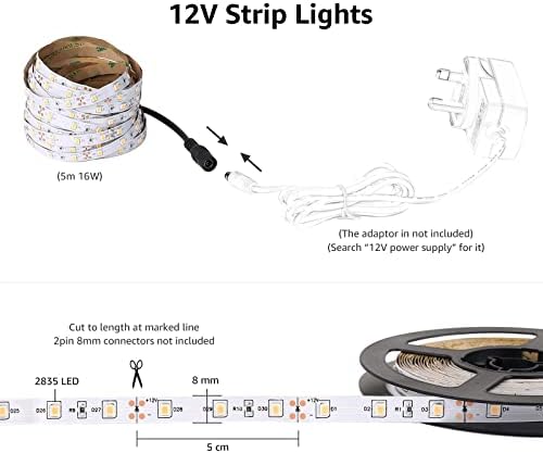 Lepro LED Strip Lights – 5M Cool White 6000K Bright Daylight Tape