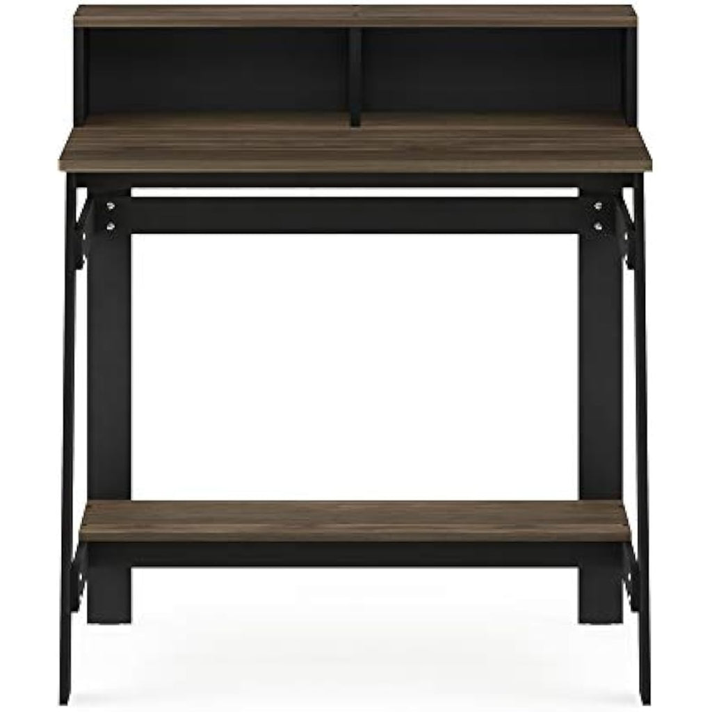 Furinno Simplistic A-Frame Computer Desk with Hutch - Columbia Walnut