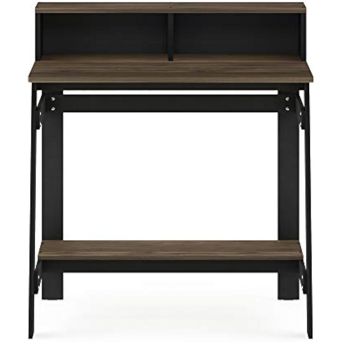 Furinno Simplistic A-Frame Computer Desk with Hutch - Columbia Walnut