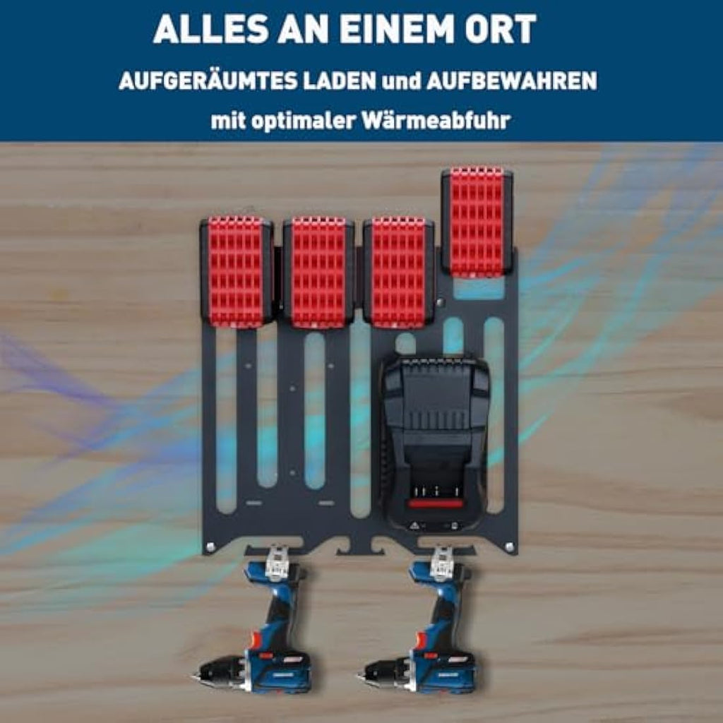 TOPOWN 3-in-1 Wall Mount for Bosch 18V Batteries and Chargers