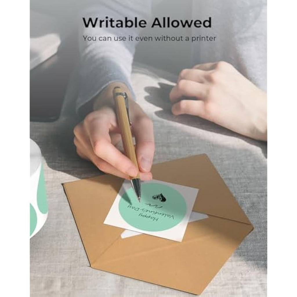 MUNBYN 2" Green Round Thermal Sticker Labels | 50x50mm Circle Roll