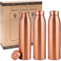 Pure Copper Water Bottle 1L - Ayurvedic Vessel (Set of 3)