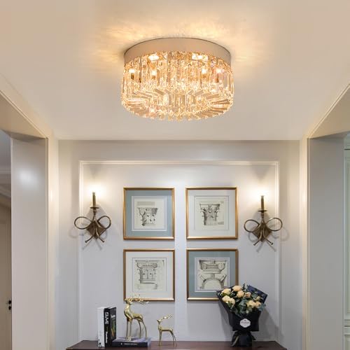 VETRULUS Modern LED Crystal Chandelier | 40CM Flush Mount Ceiling Light