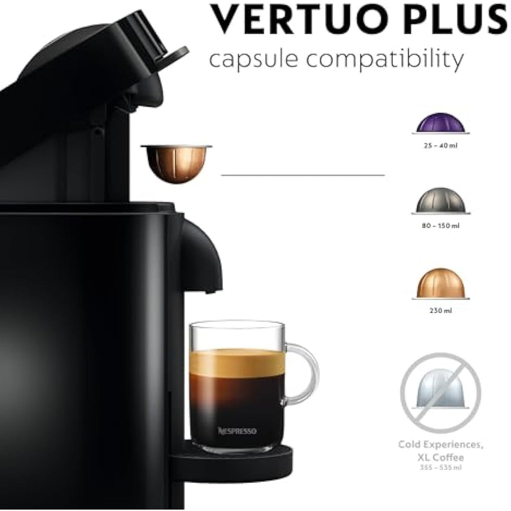 Nespresso Vertuo Plus Coffee Machine by De'Longhi – Black, EN150.B