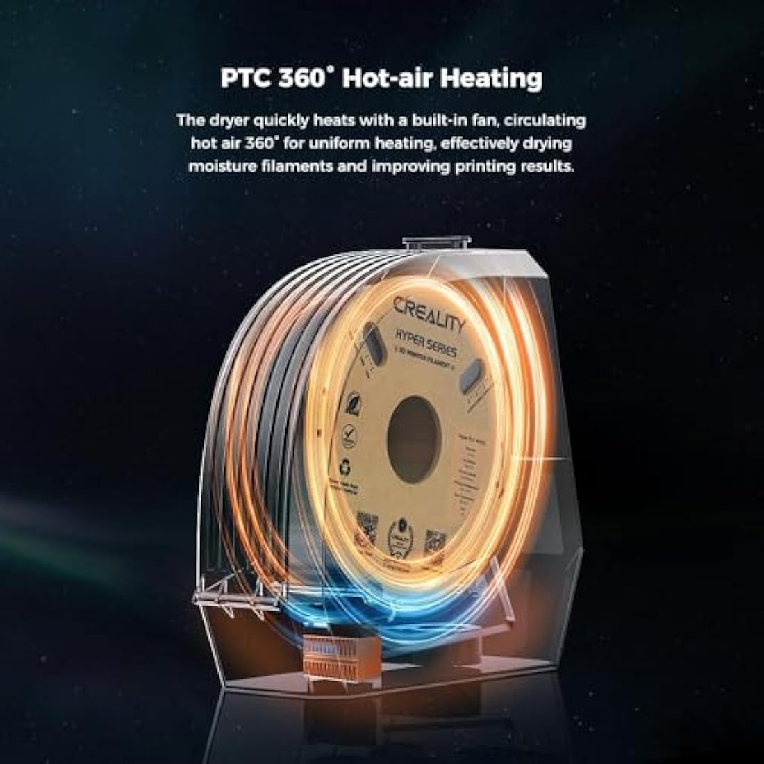 Creality Space PI Filament Dryer Box – 360° Heating Dehydrator for 3D Printing