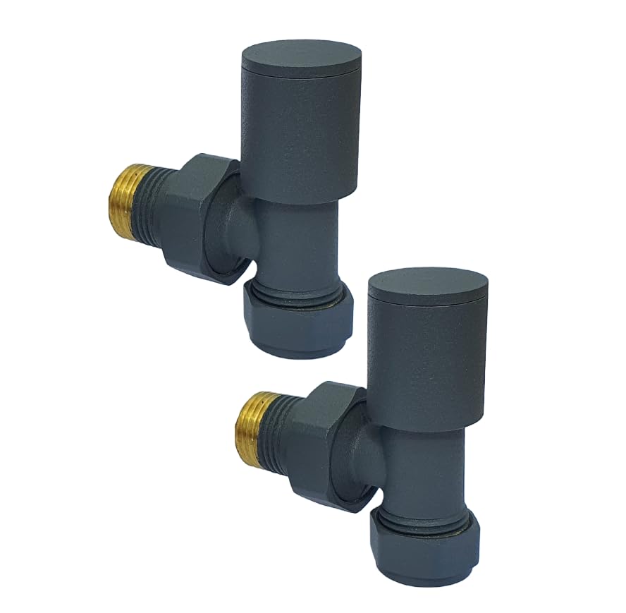 Anthracite Angled Radiator & Towel Rail Valves - 15mm