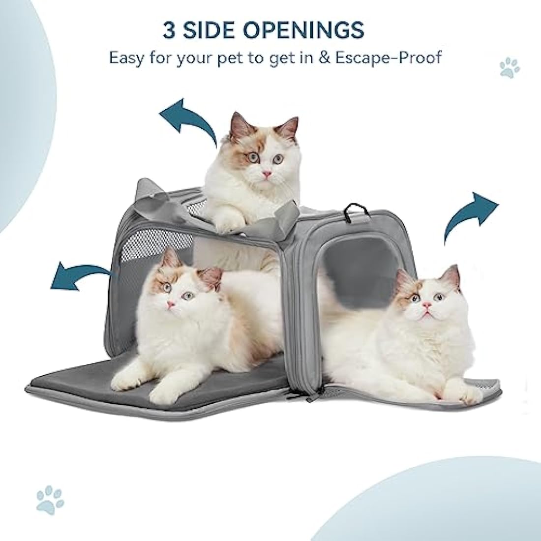 Petsfit Airline Approved Pet Carrier | Grey Cat Bag with Fleece Mat