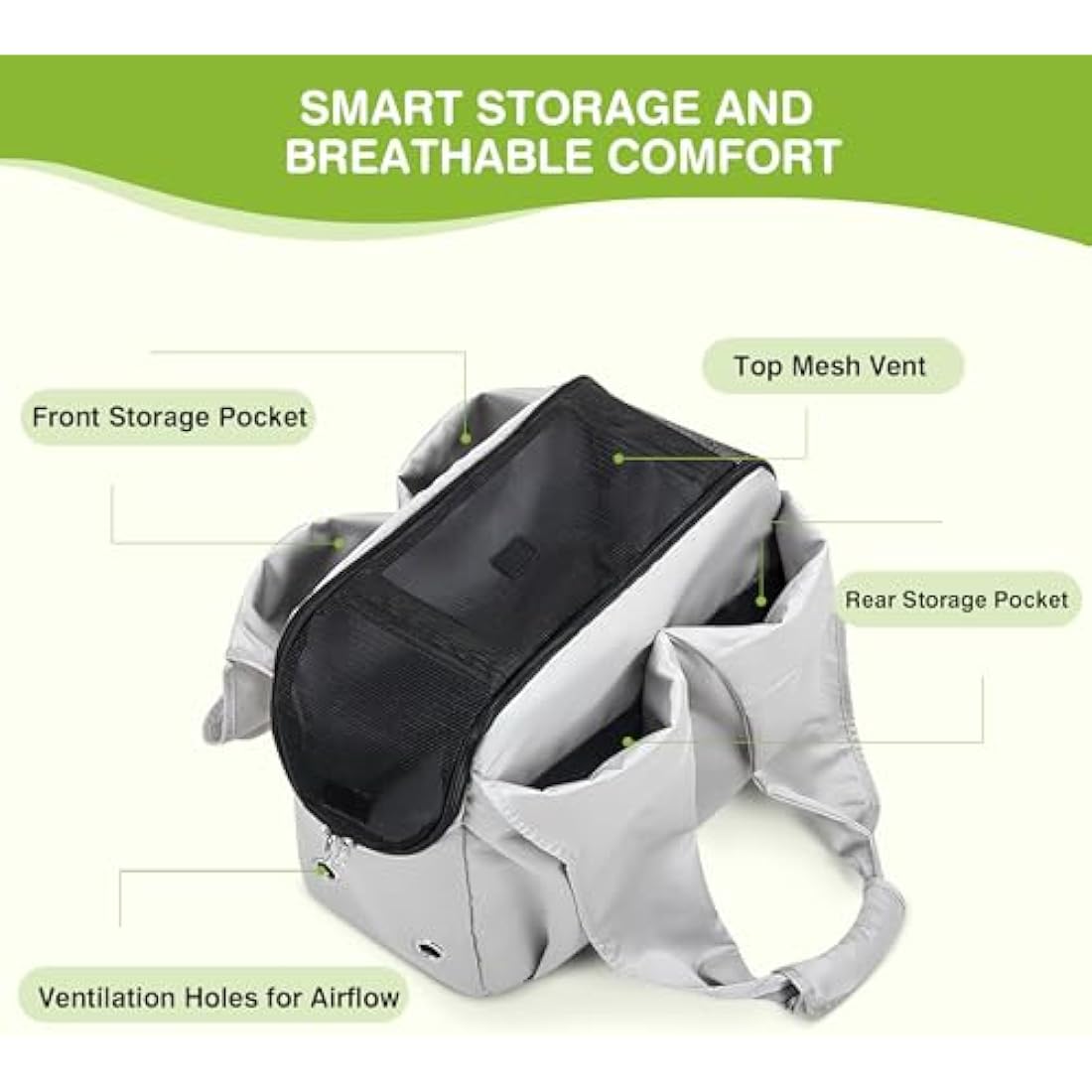 ALLSOPETS Puppy Sling Carrier | Breathable Mesh Pet Handbag - Silvery Grey