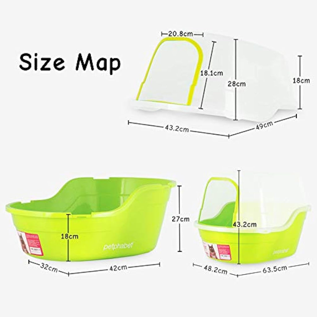 Petphabet Jumbo Hooded Cat Litter Box – XXL Enclosed Tray, Green