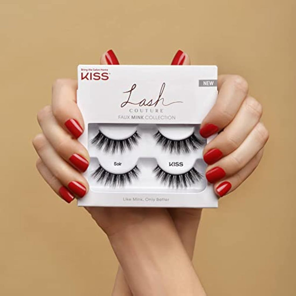 KISS Lash Couture Faux Mink False Lashes – Soir 2-Pair Pack with Glue