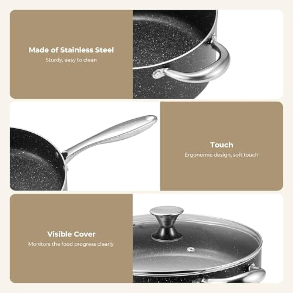10-Piece Granite Nonstick Pots and Pans Set | Induction Cookware