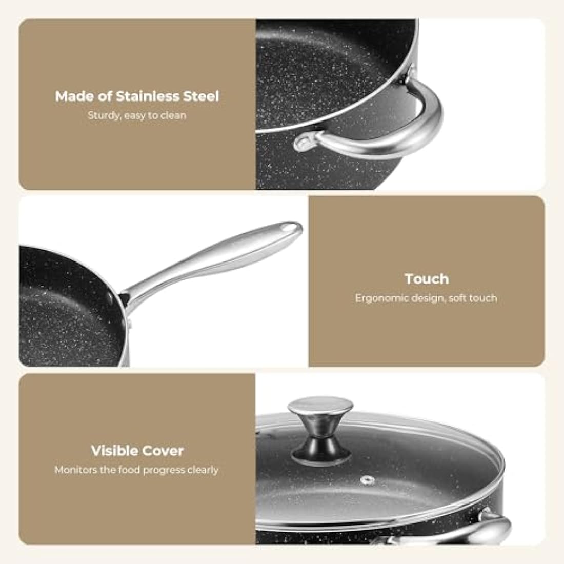 10-Piece Granite Nonstick Pots and Pans Set | Induction Cookware
