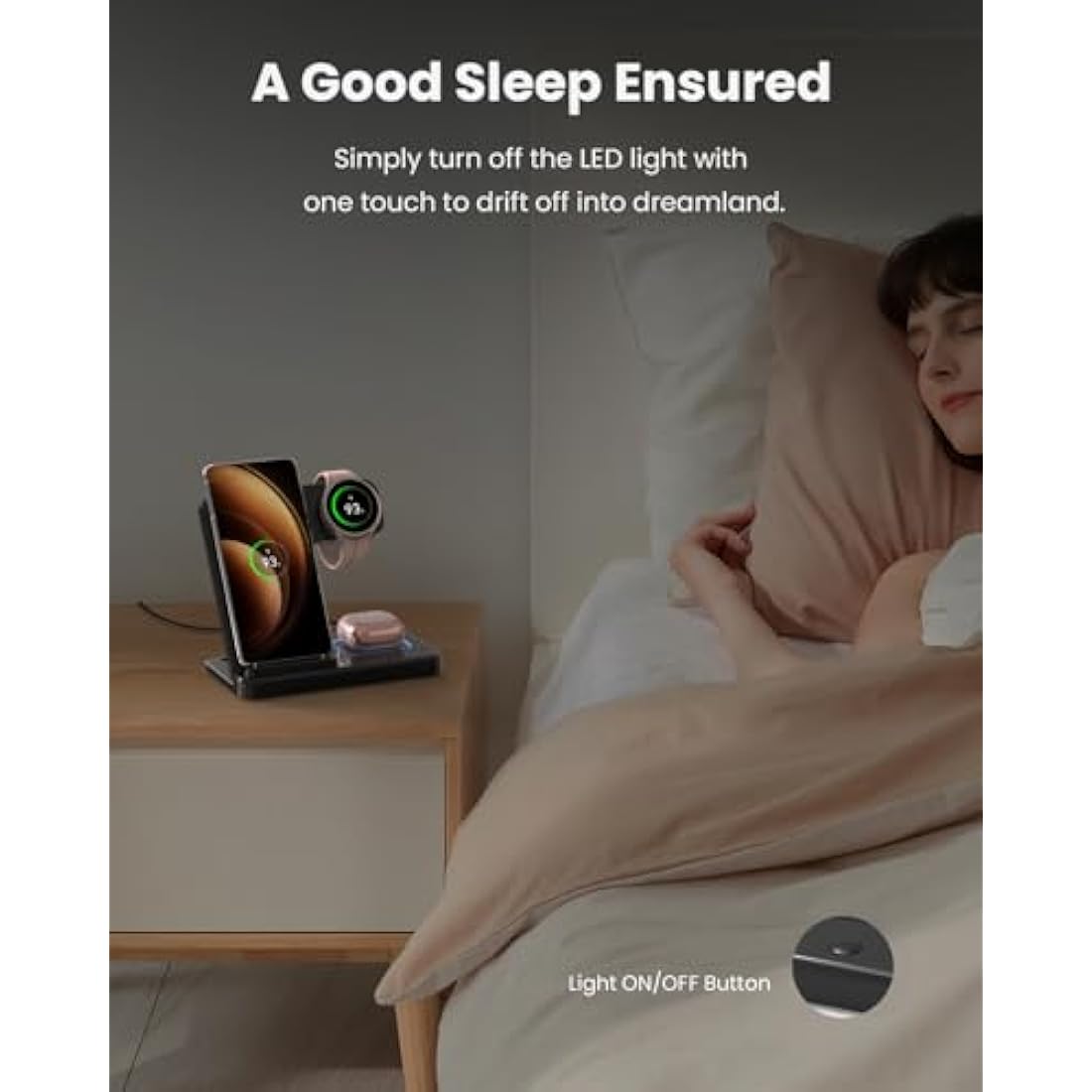 GEEKERA 3-in-1 Foldable Wireless Charger for Samsung Galaxy Watch & Buds