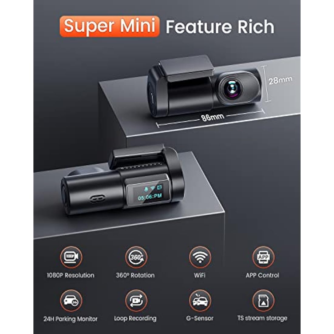 BESTSEE 1080P Mini WiFi Dash Cam – 170° Wide Angle Car Camera with Night Vision