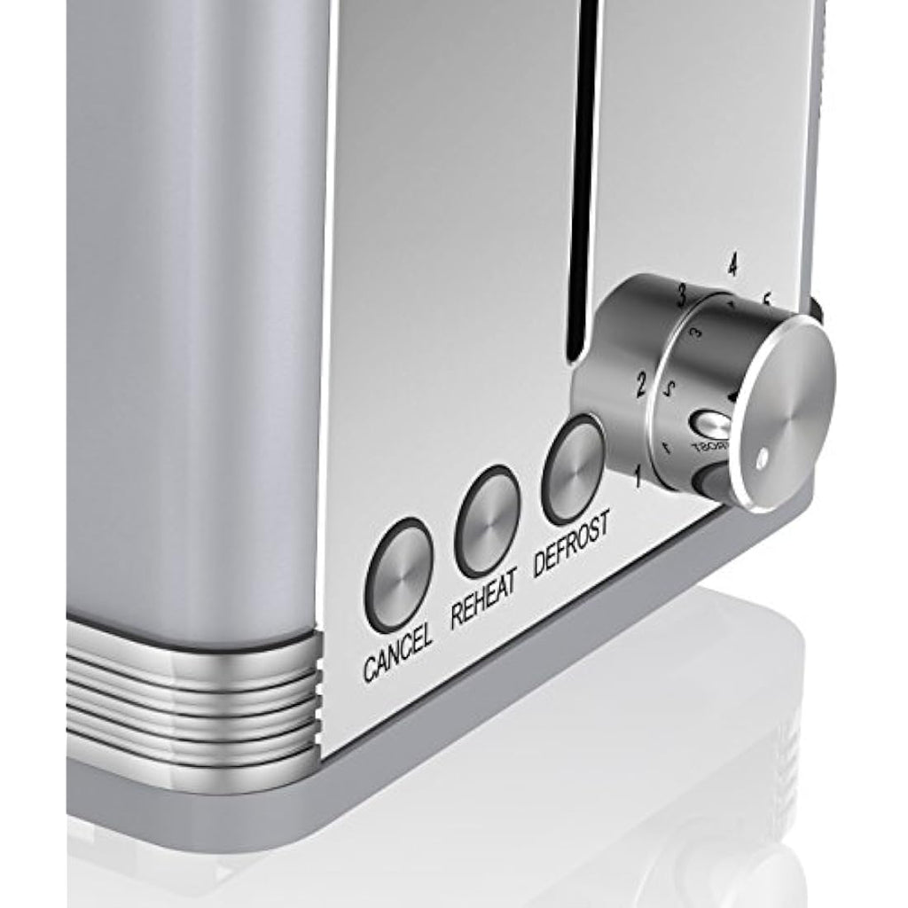 Swan Retro 2-Slice Toaster – 815W Grey Kitchen Toaster with 6 Levels
