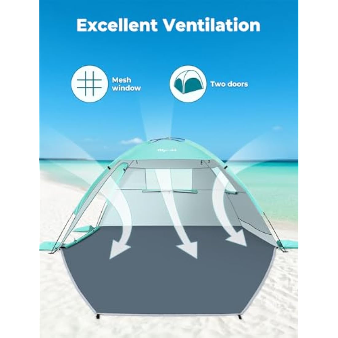 Glymnis Beach Tent | 2-3 Person Portable UV Protection Sun Shelter