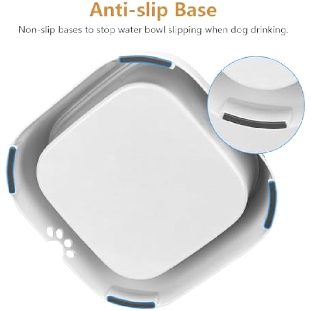 Non-Spill Dog Water Bowl – 1.5L Anti-Choking Slow Feeder, Grey