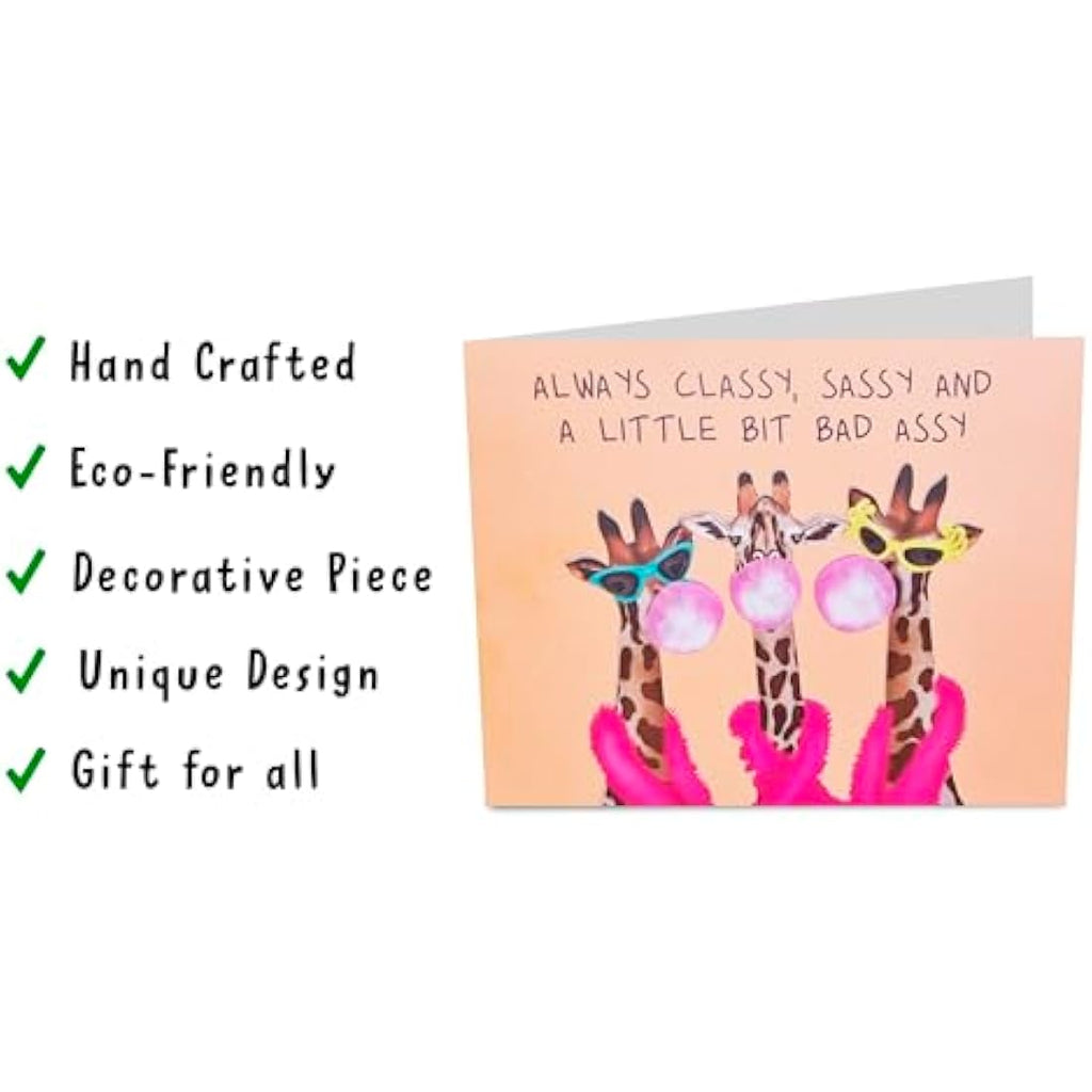 Central 23 Funny Pop Up Birthday Card – Sassy Giraffe Floral Design