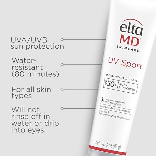EltaMD UV Sport Sunscreen SPF 50 – Water-Resistant & Fragrance-Free, 3 oz