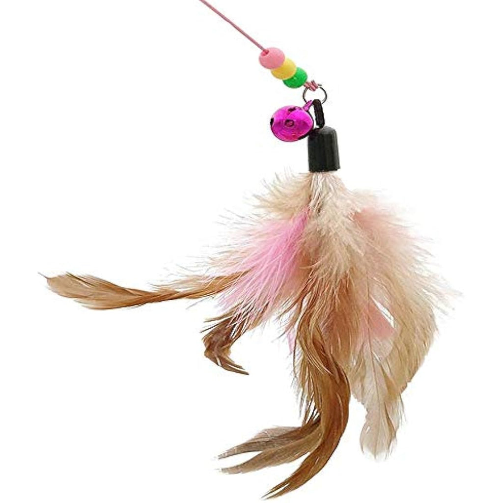 SLSON Interactive Feather Cat Teaser Wand with Bell and Flexible Wire