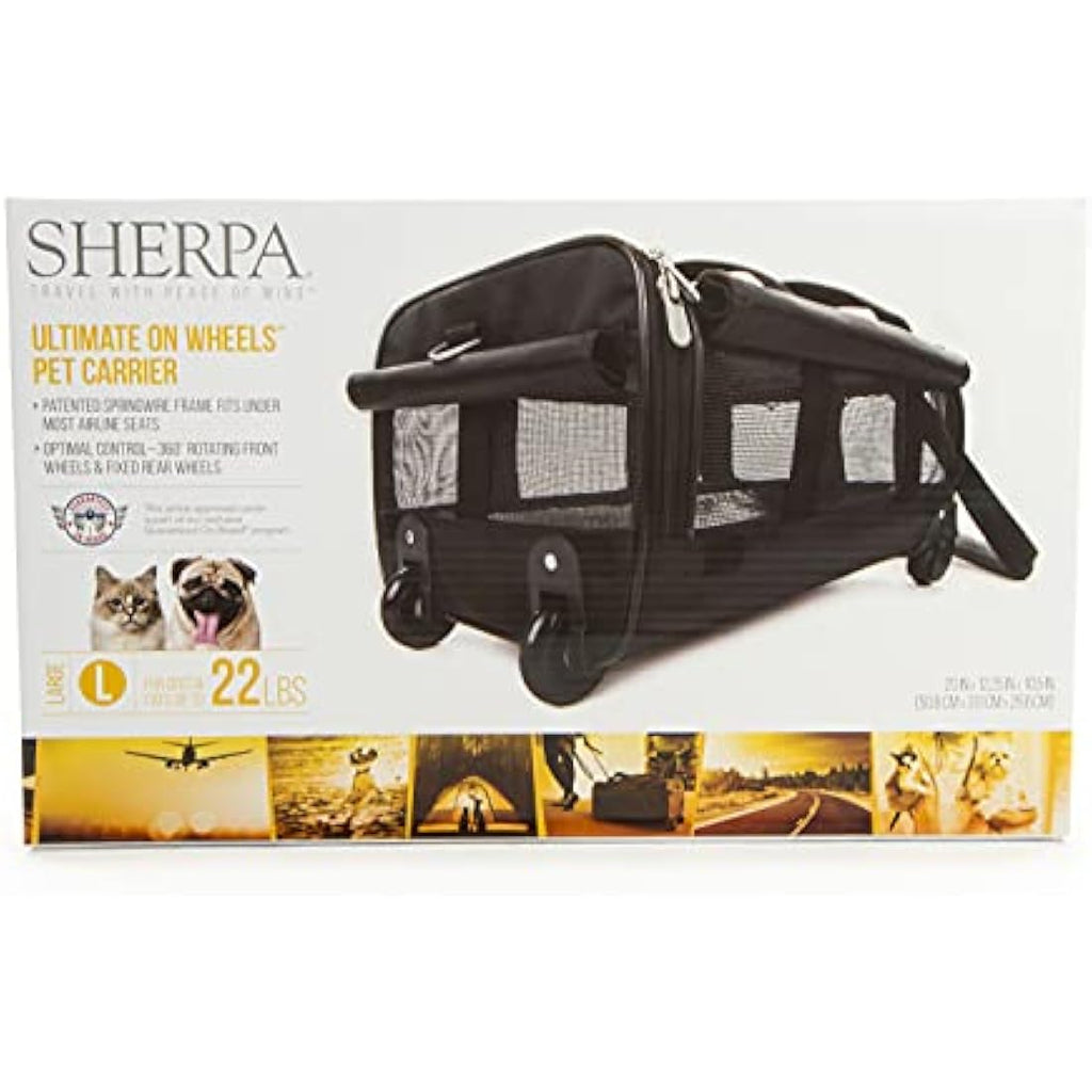 Sherpa Ultimate Wheeled Pet Carrier – Large Black Travel Bag