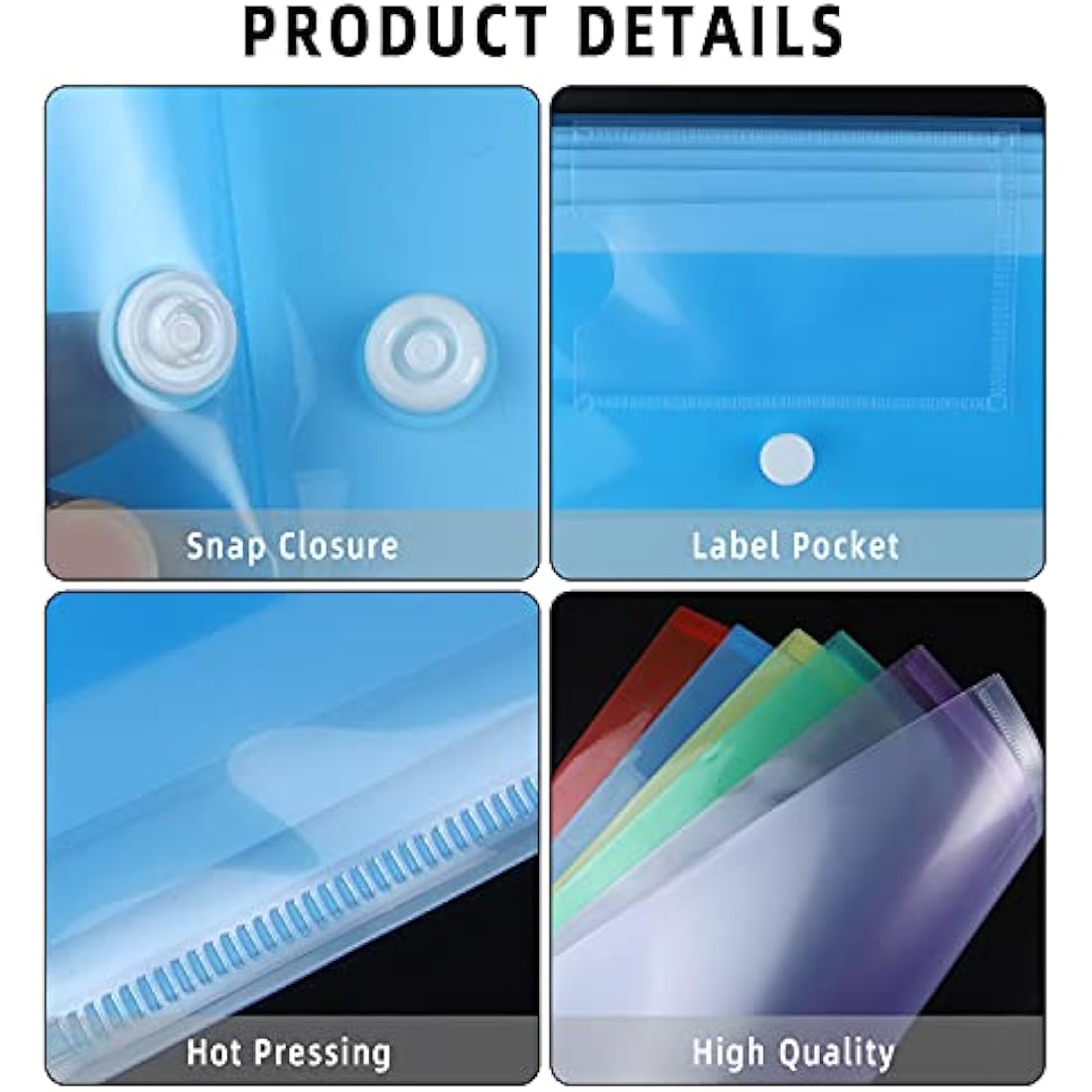Jolof Store A4 Plastic Wallets – 12 Pack Durable Popper Folders