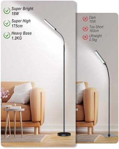 Jolof Store LED Floor Lamp – 18W Dimmable Modern Standing Reading Light