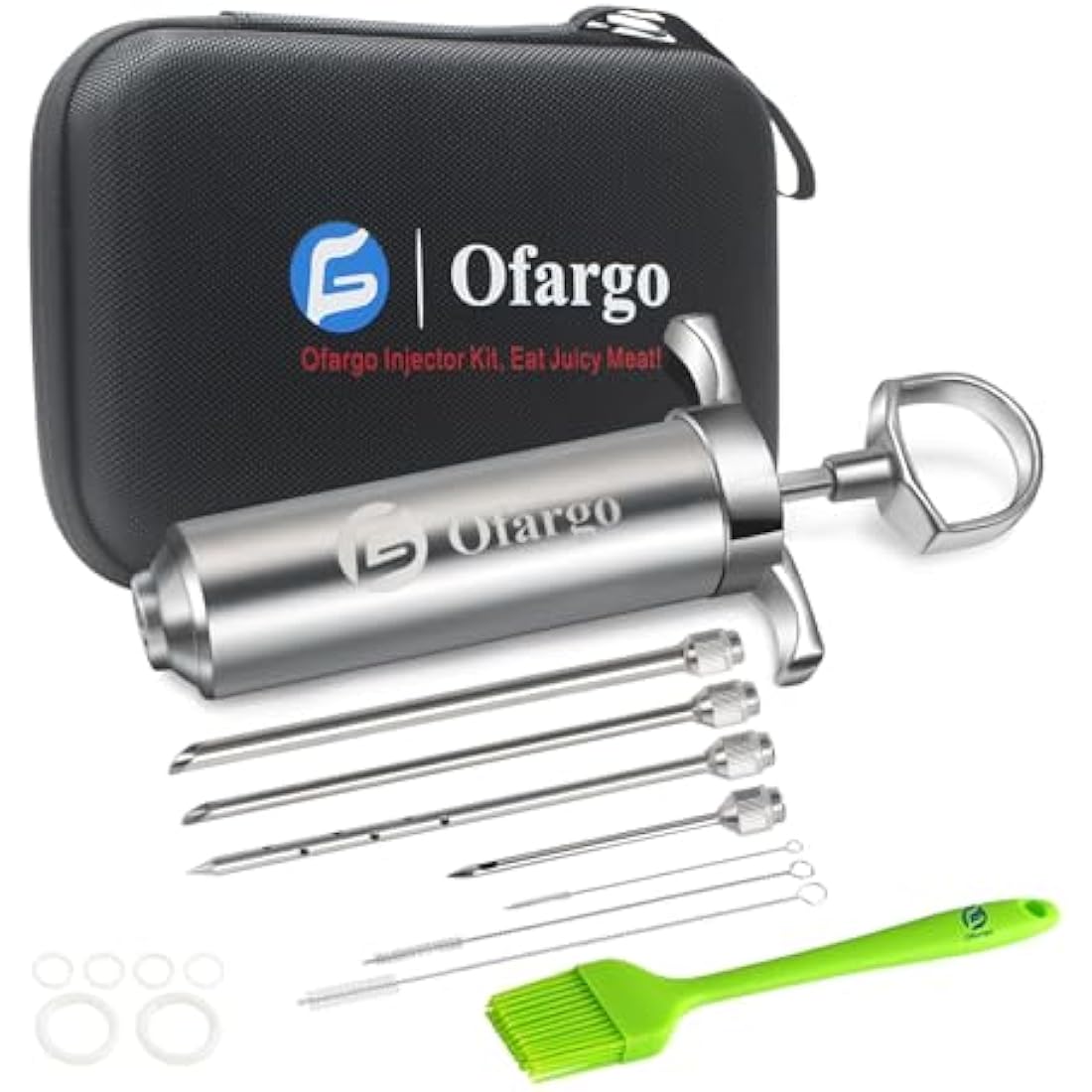 Ofargo Stainless Steel Meat Injector Syringe - 2oz BBQ Marinade Kit