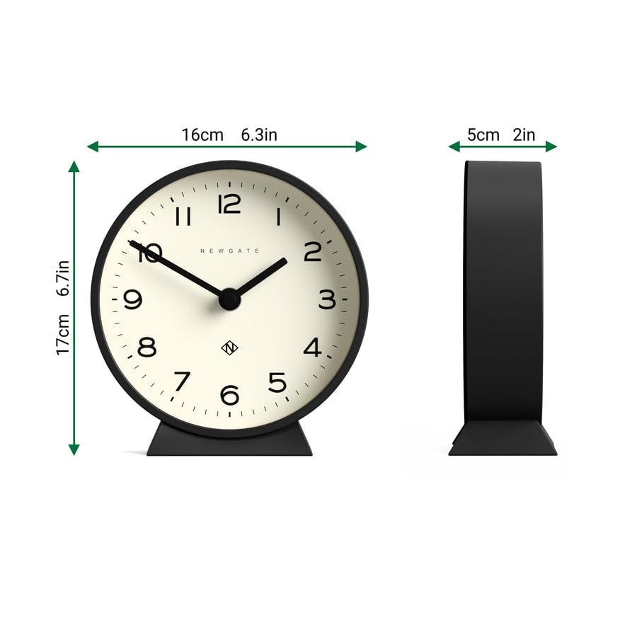 Newgate M Mantel Clock – Silent Sweep Non-Ticking Minimalist Desk Clock