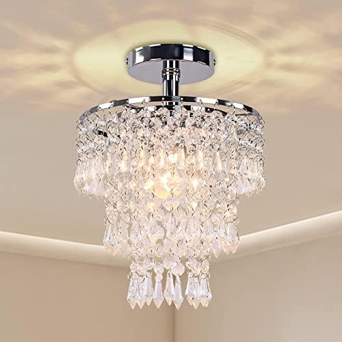 FRIXCHUR Modern 3-Tier Crystal Raindrop Chandelier | Chrome Ceiling Light