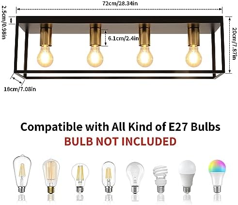 Modern Industrial 4-Light Black Metal Cage Ceiling Light