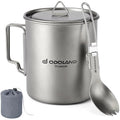 Odoland 750ml Titanium Camping Mug with Lid and Spork | Ultralight