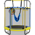 Kids Trampoline with Swing, Basketball Hoop & Safety Net