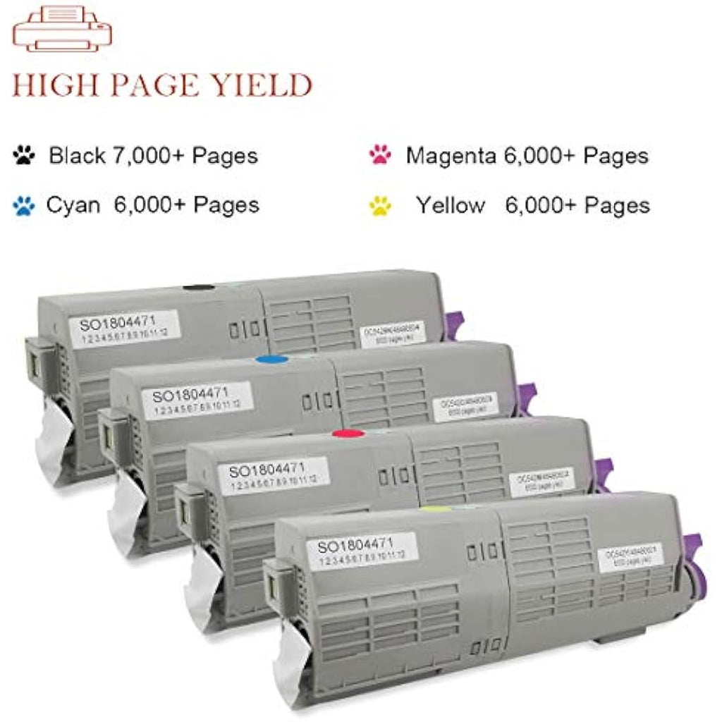 Aseker Compatible Toner 4-Pack for Oki C532 C542 MC563 MC573 | High Yield