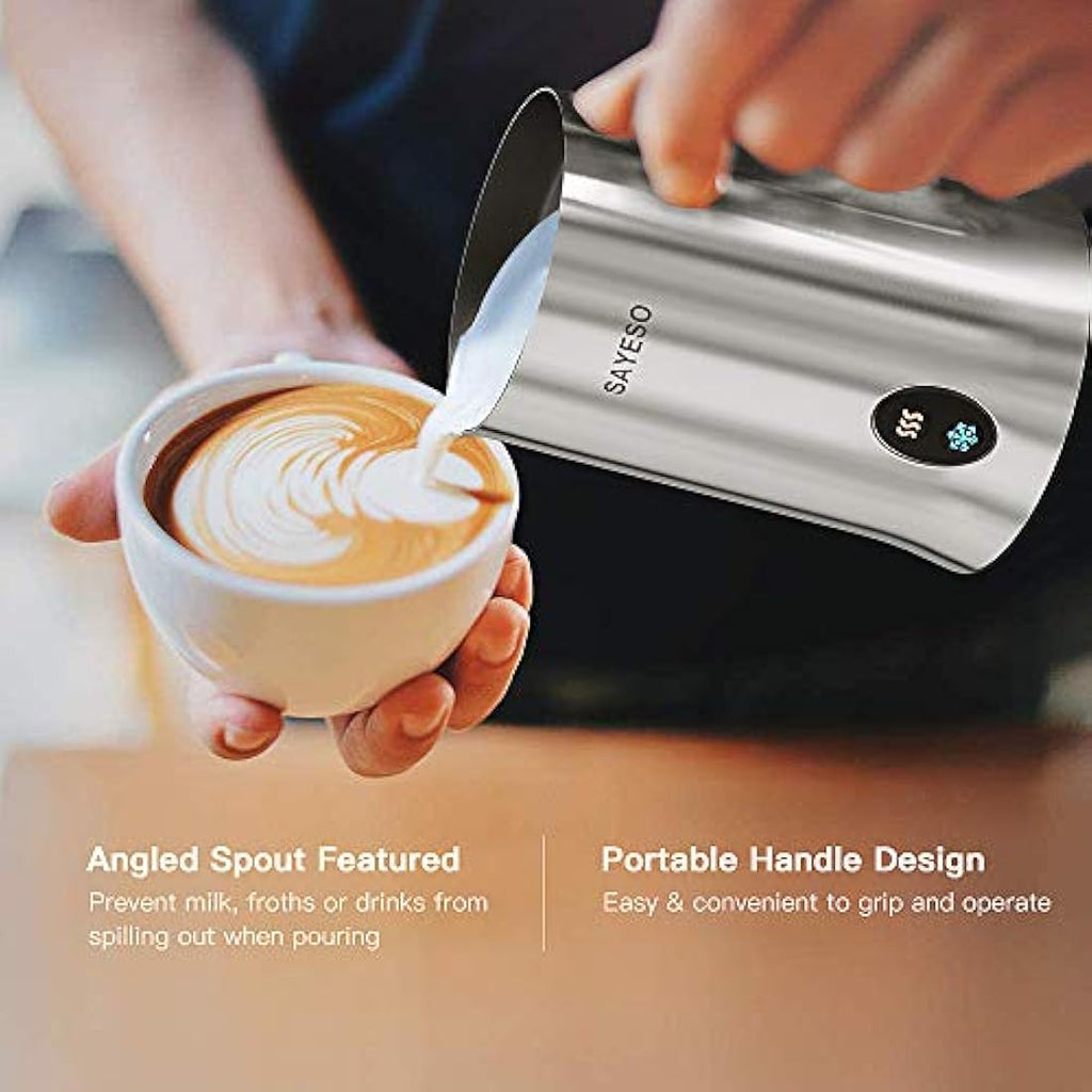 SAYESO Electric Milk Frother and Warmer – Stainless Steel Coffee Foam Maker