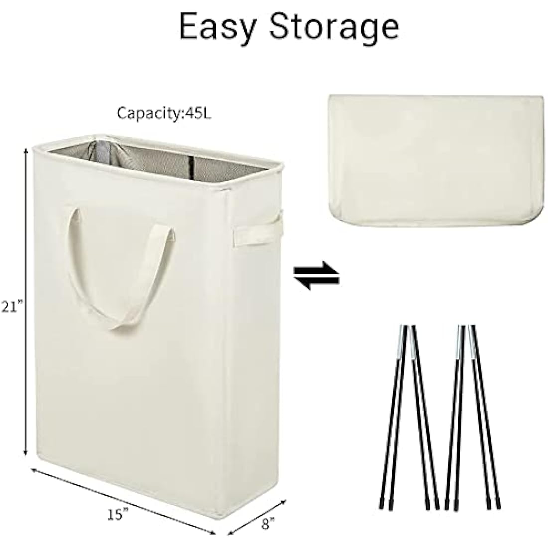 Jolof Store Slim Laundry Basket | Foldable Waterproof 600D Oxford Hamper