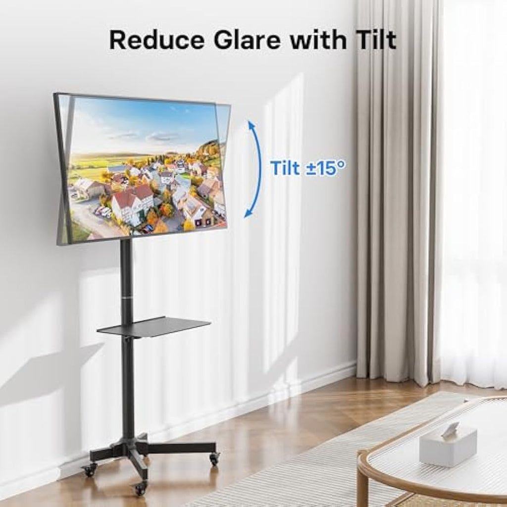 BONTEC Mobile TV Stand on Wheels for 23-60 inch LCD LED Screens