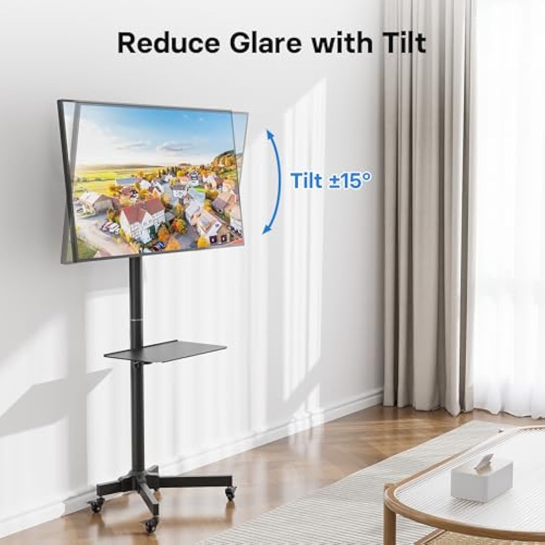 BONTEC Mobile TV Stand on Wheels for 23-60 inch LCD LED Screens