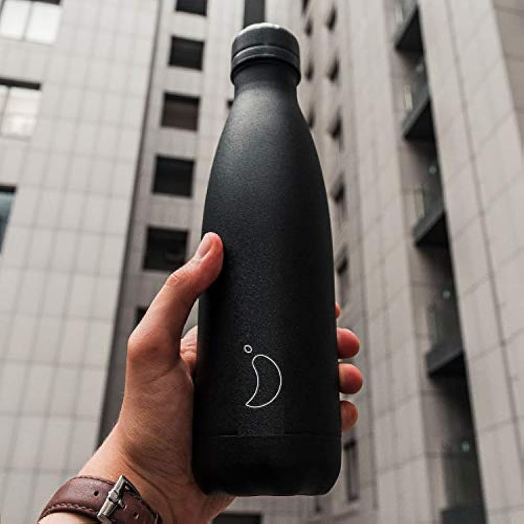 Chilly's Reusable Water Bottle – 260ml Insulated Stainless Steel – Black