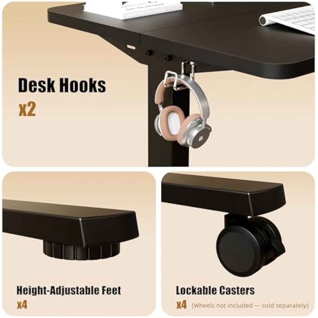 ERGOMAKER Electric Standing Desk - 80x60cm Sit Stand Desk, Black Frame