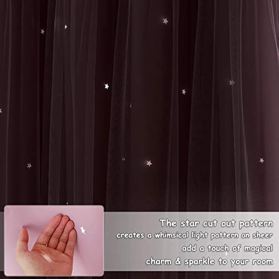NICETOWN Star Cut Out Blackout Curtains | Pink Thermal 2-Panel Set, 52x63