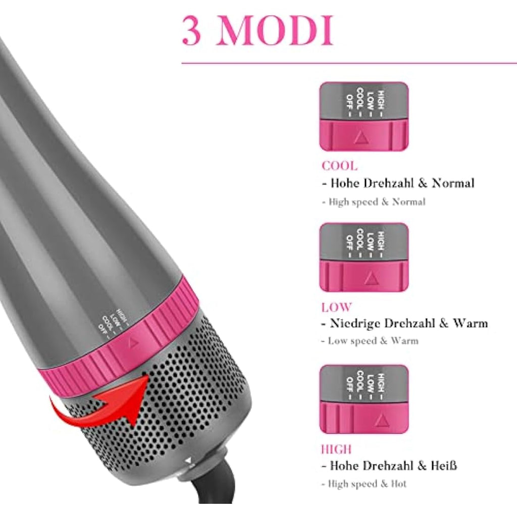 4-in-1 Hot Air Brush Set | Ionic Hair Dryer & Styler - Gray