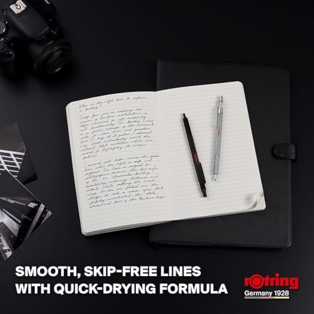 rOtring 600 Gel Pen | 0.5mm Black Ink | Silver Metal Hexagonal Body