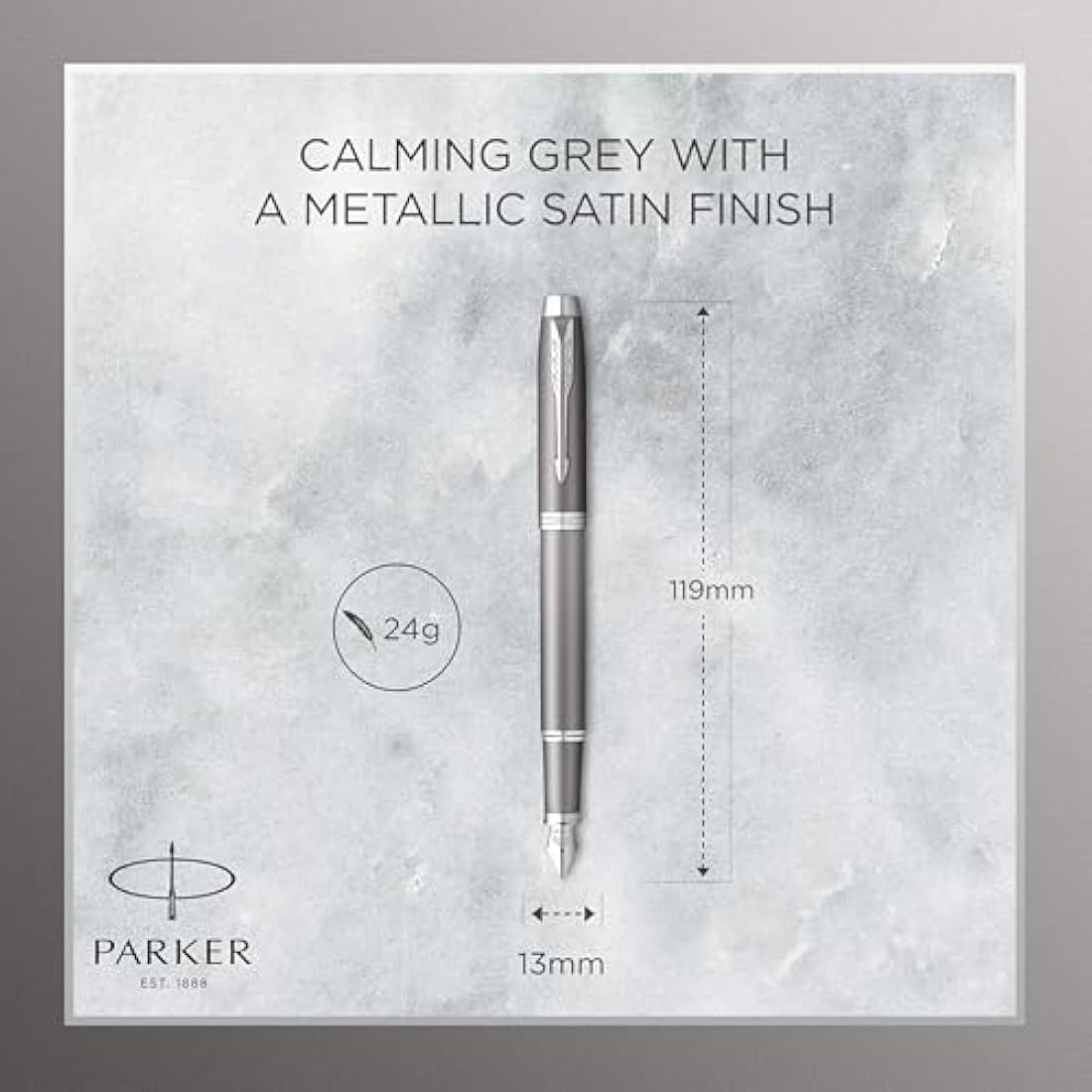 Parker IM Fountain Pen – Grey Gradient with Chrome Trims, Fine Nib