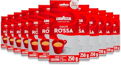 Lavazza Qualità Rossa Ground Espresso Coffee – Medium Roast, 12 x 250g