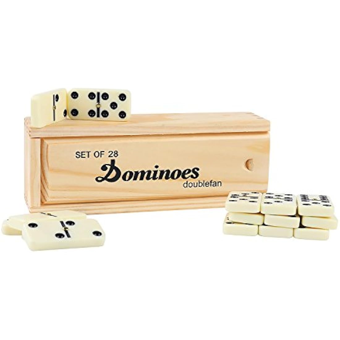 Jolof Store Double 6 Dominoes Set - 28 Professional Tiles with Wooden Box