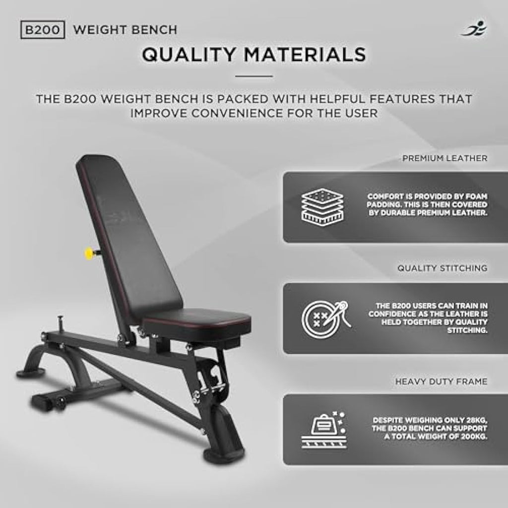 JLL B200 Adjustable Weight Bench – Foldable 200kg Heavy-Duty Home Gym